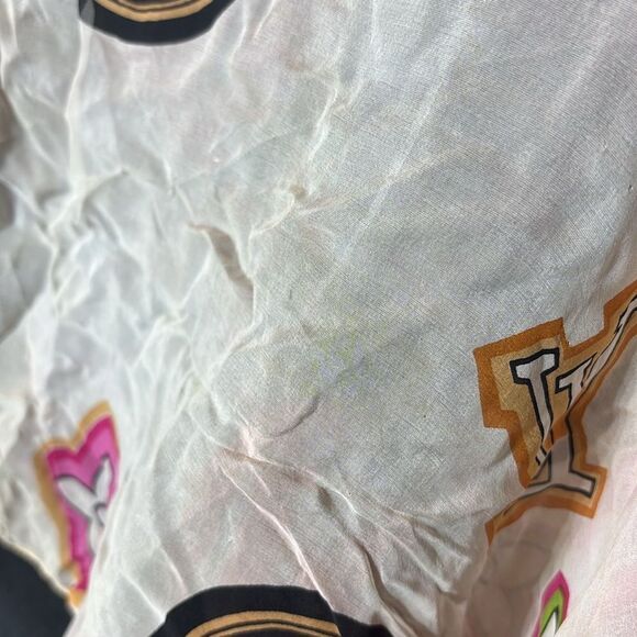 Louis Vuitton 100% silk scarf sheer cream colorful design vintage - Picture 5 of 10
